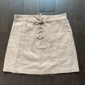 Beige lace up skirt